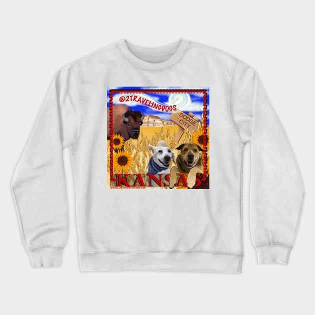 2 Traveling Dogs - Kansas Crewneck Sweatshirt by 2 Traveling Dogs